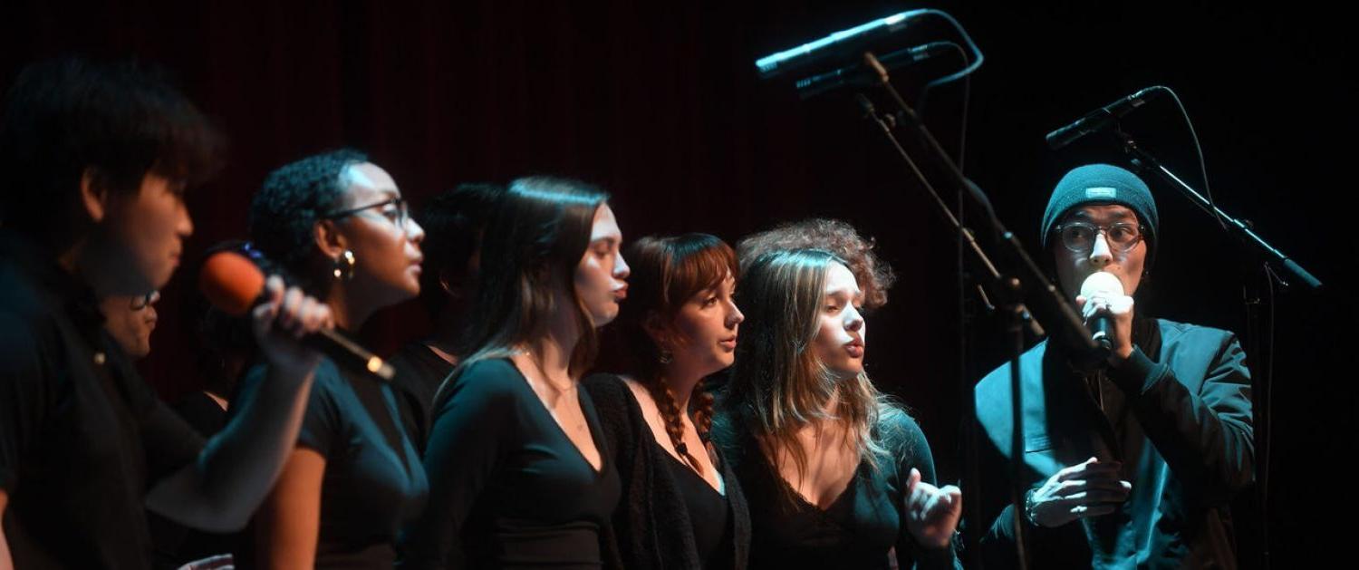 Members of a BC a cappella group perform